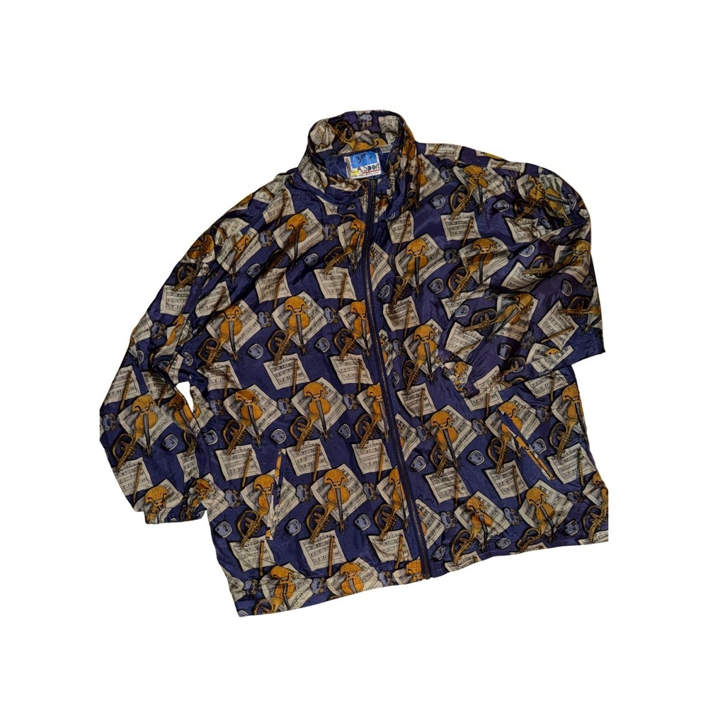 Vintage A Sport XXL Music Instrument Windbreaker Jacket Blue Full Zip Retro